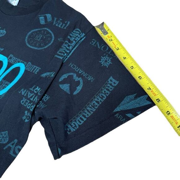 Vtg 90s T Shirt Anvil Colorado AOP L Ski Resorts Single Stitch All Over Print - Picture 8 of 8